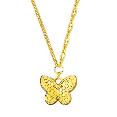 Collier en laiton, papillon, Placage, bijoux de mode, doré, protéger l'environnement, sans nickel, plomb et cadmium, 10.39x12.96mm, Longueur Environ 45 cm, Vendu par PC