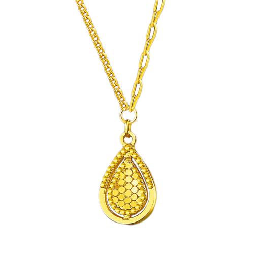 Brass Necklace Teardrop plated fashion jewelry golden nickel lead & cadmium free Length Approx 45 cm Sold By PC