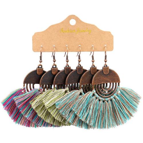 alliage de zinc Boucles d'oreilles, avec Fil de coton, Placage, Style bohème & styles différents pour le choix & pour femme, Vendu par fixé