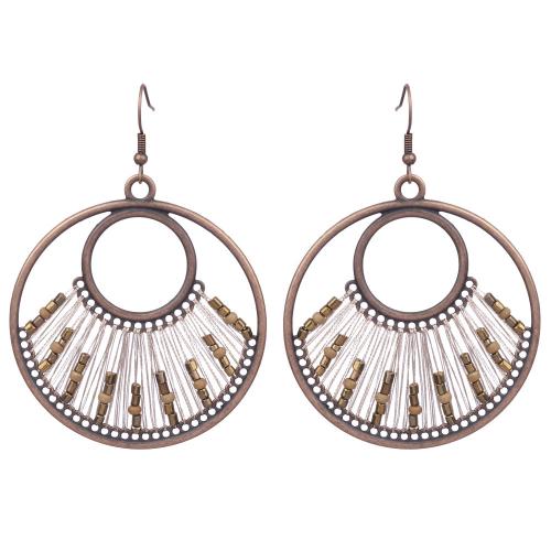 aleación de zinc Pendientes con Colgantes, con Hilo de algodón & Seedbead, chapado, estilo popular & diferentes estilos para la opción & para mujer, Vendido por Par