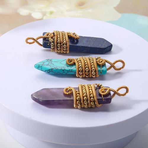 Ювелирные подвески из драгоценных камней, Латунь, с Полудрагоценный камень, Другое покрытие, DIY, Много цветов для выбора, не содержит никель, свинец, 16.30x9.43x62.52mm, продается PC