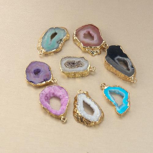 Pendentif en agate de quartz glacé, alliage de zinc, avec Agate, Placage de couleur d'or, DIY, plus de couleurs à choisir, 16.01x25.07x24.57mm, Vendu par PC