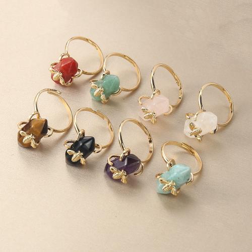 Gemstone prst prsten, Mosaz, s Drahokam, á, módní šperky, více barev na výběr, nikl, olovo a kadmium zdarma, 18.81x19.58x11.11mm, Prodáno By PC