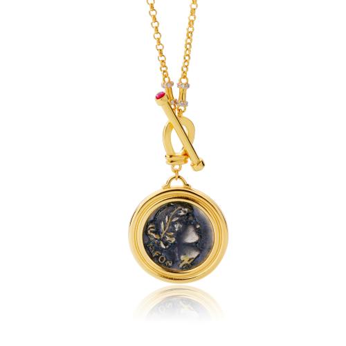 Brass Necklace with Epoxy Sticker plated fashion jewelry mixed colors Length Approx 48.5 cm Sold By PC