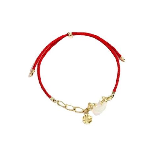 Bracelets en laiton, Nylon, avec Hetian Jade & laiton, Placage, bijoux de mode, plus de couleurs à choisir, protéger l'environnement, sans nickel, plomb et cadmium, Longueur 23 cm, Vendu par PC