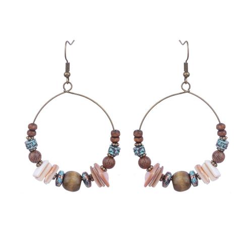 Zinc Alloy Drop Earring, met Katoen draad & Seedbead & Schelp, plated, Bohemien stijl & verschillende stijlen voor de keuze & voor vrouw, Verkocht door pair