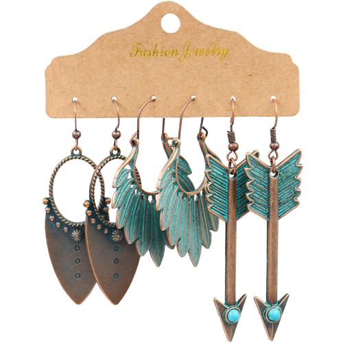 Sinkkiseos Korvakorusetti, kanssa Synteettinen Turkoosi, päällystetty, Boheemi tyyli & eri tyylejä valinta & naiselle & emali, earring length 40-100mm, Myymät set