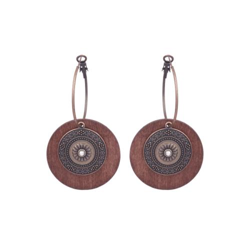 aleación de zinc Pendientes con Colgantes, con Hilo de algodón & madera, chapado, estilo popular & diferentes estilos para la opción & para mujer, Vendido por Par