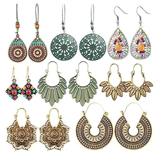 Sinkkiseos Korvakorusetti, kanssa Seedbead, päällystetty, kansan tyyli & eri tyylejä valinta & naiselle & emali & tekojalokivi, earring length 40-90mm, Myymät set
