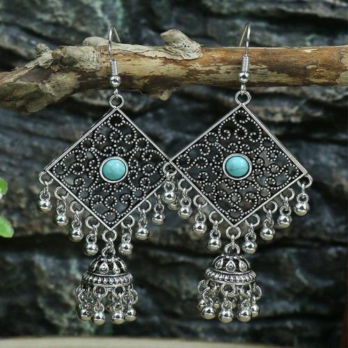 aleación de zinc Pendientes con Colgantes, con Turquesa sintético, chapado, estilo popular & diferentes estilos para la opción & para mujer & hueco, Vendido por Par