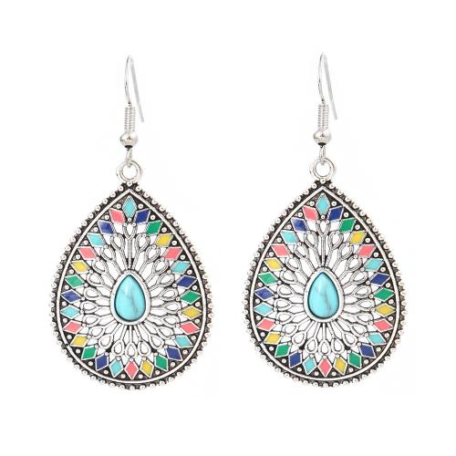 aleación de zinc Pendientes con Colgantes, con Vidrio, chapado, estilo popular & diferentes estilos para la opción & para mujer & esmalte, Vendido por Par