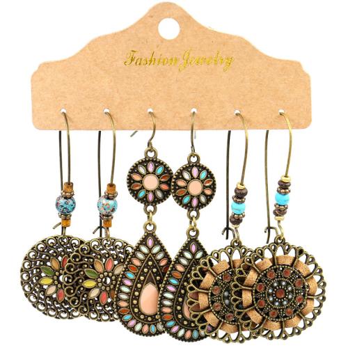 Sinkkiseos Korvakorusetti, kanssa Puuvillaa & Seedbead & Synteettinen Turkoosi, päällystetty, eri tyylejä valinta & naiselle & emali, earring length 40-105mm, Myymät set