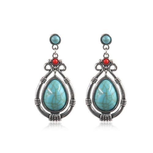 liga de zinco brincos tipo gota, with Turquesa sintética, banhado, Vario tipos a sua escolha & para mulher & esmalte, earring length 50-110mm, vendido por par