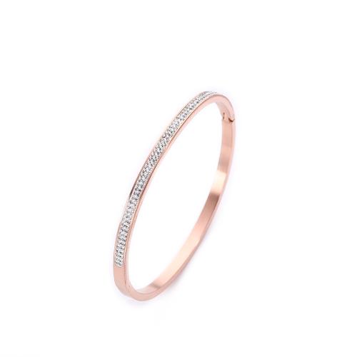 304 Stainless Steel Bangle plated for woman & with rhinestone bangle width 4mm Inner Approx Sold By PC