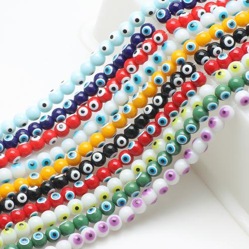 Koraliki szklane Zło Eye, Szkło, Drukowanie, DIY, Więcej kolorów do wyboru, 50komputery/Strand, sprzedane przez Strand