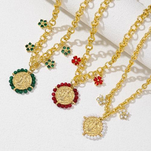 Zircônio cúbico Micro Pave colar de bronze, cobre, with Seedbead, banhado, joias de moda & micro pavimento em zircônia cúbica, Mais cores pare escolha, vendido por PC