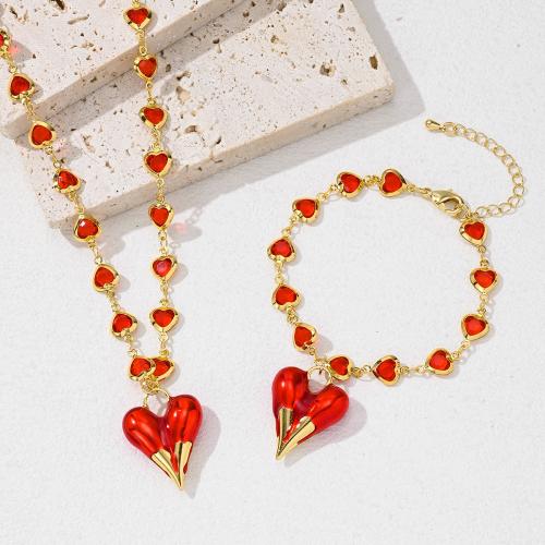 Brass Ensemble de bijoux, laiton, Placage, bijoux de mode & émail, plus de couleurs à choisir, Vendu par PC