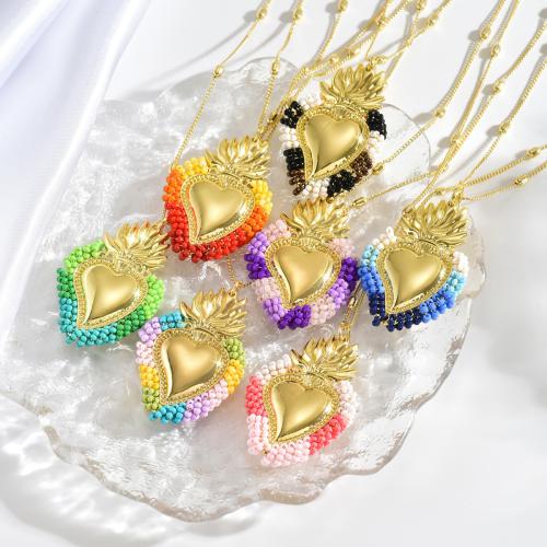 Collier en laiton, avec Seedbead, Placage, bijoux de mode, plus de couleurs à choisir, Vendu par PC