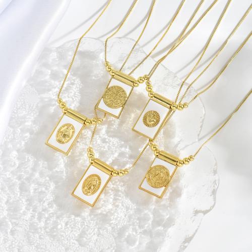 Collier en laiton, avec coquille blanche, Placage, bijoux de mode, plus de couleurs à choisir, Vendu par PC