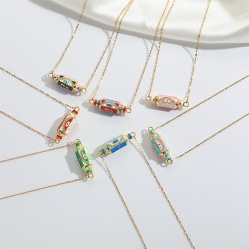 Collier en laiton cubique Zircon Micro Pave, Placage, bijoux de mode & pavé de micro zircon & émail, plus de couleurs à choisir, Vendu par PC