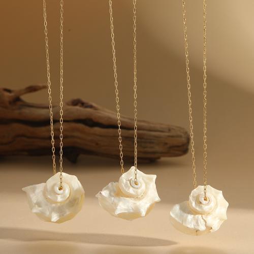 Collar de Nácar, acero inoxidable 304, con Nácar Trompeta, chapado, Joyería, más colores para la opción, Vendido por UD