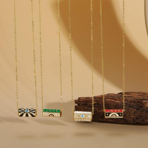 Evil Eye Biżuteria Naszyjnik, Mosiądz, Powlekane, biżuteria moda & emalia, dostępnych więcej kolorów, bez zawartości niklu, ołowiu i kadmu, sprzedane przez PC