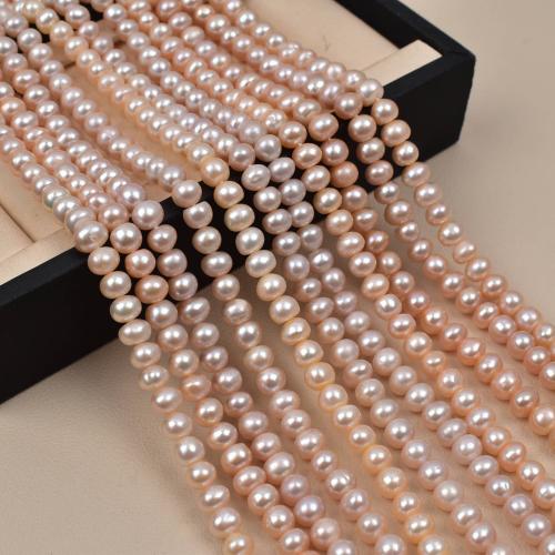 Přírodní sladkovodní perly perlí, Sladkovodní Pearl, Flat Round, DIY, růžový, 6x7mm, Prodáno By Strand
