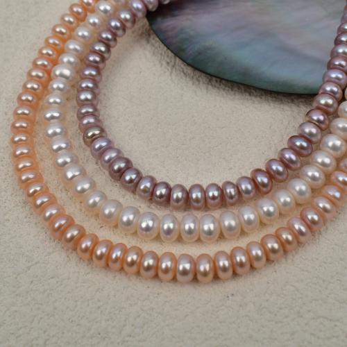 Natural Freshwater Pearl Loose Beads Flat Round DIY Sold By Strand