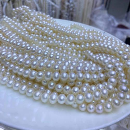 Natural Freshwater Pearl Loose Beads Oval DIY white Sold By Strand