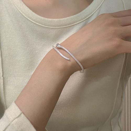 Mesing Pljuska Bangle, Zmija, pozlaćen, modni nakit, miješana boja, nikal, olovo i kadmij besplatno, 130x80x50mm, Prodano By PC