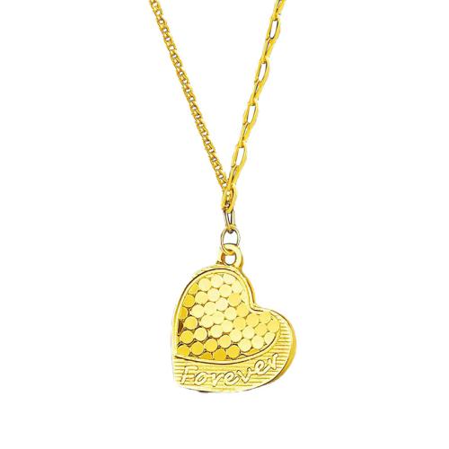 Brass Necklace Heart plated fashion jewelry golden nickel lead & cadmium free Length 45 cm Sold By PC