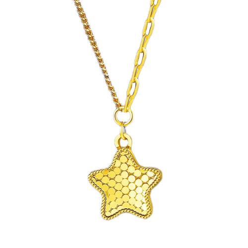 Brass Necklace Star plated fashion jewelry golden nickel lead & cadmium free Length Approx 45 cm Sold By PC