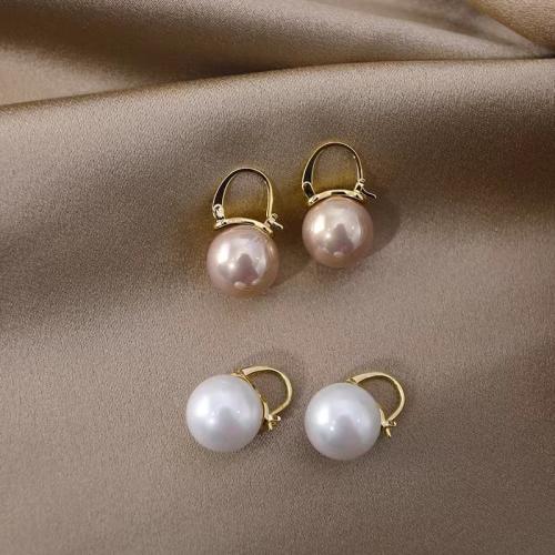 Brass Drop Earring with Plastic Pearl plated fashion jewelry nickel lead & cadmium free Sold By Pair