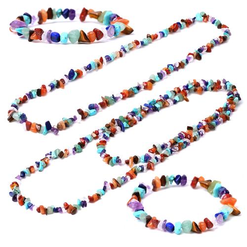 Cascalho natural Pulseira e colar, unissex & tamanho diferente para a escolha, multi colorido, vendido por PC
