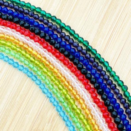 Doppelkegel Kristallperlen, Kristall, DIY, mehrere Farben vorhanden, 3mm, Länge 37 cm, 10SträngeStrang/Menge, verkauft von Menge
