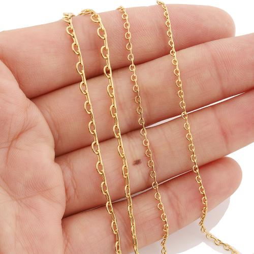 Rostfritt stål Oval kedja, 304 rostfritt stål, guldfärg pläterade, DIY, fler färger för val, 0.4-0.6mm, 5m/Bag, Säljs av Bag