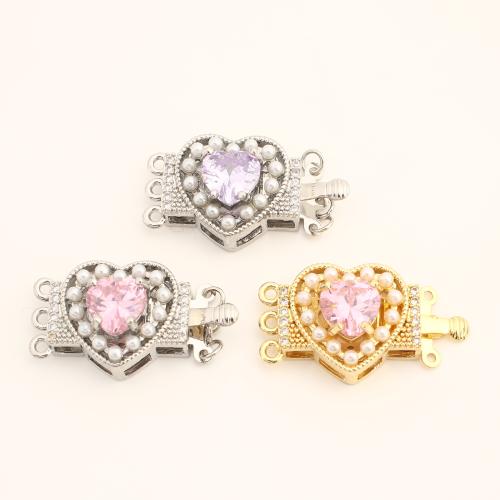Cubic Zirconia Micro Pave Latão Connector, cobre, with plástico, DIY & micro pavimento em zircônia cúbica, Mais cores pare escolha, 15x28.50x9mm, vendido por PC