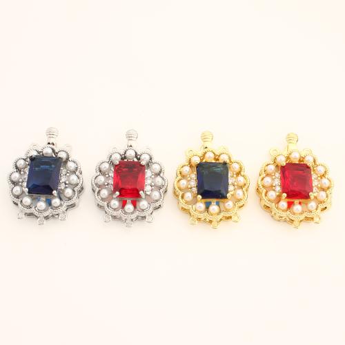 Cubic Zirconia Micro Pave Latão Connector, cobre, with plástico, DIY & micro pavimento em zircônia cúbica, Mais cores pare escolha, 26x20x8mm, vendido por PC