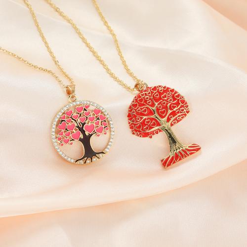 Collier en laiton, Placage, styles différents pour le choix & pour femme & émail & avec strass, doré, Vendu par PC