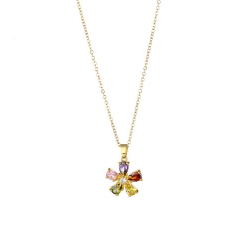 Collana in ottone di stesa Micro zircone cubico, with 5cm extender chain, laccato oro 18K, gioielli di moda & Micro spianare cubic zirconia & per la donna, Lunghezza 40 cm, Venduto da PC