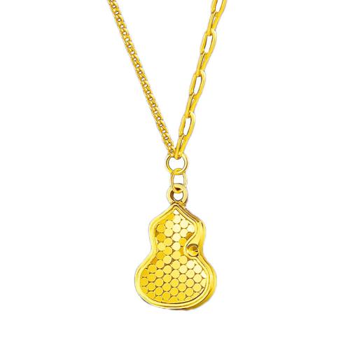 Brass Necklace Calabash plated fashion jewelry golden nickel lead & cadmium free Length Approx 45 cm Sold By PC
