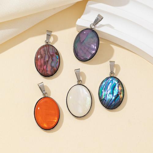 Shell Pendants 304 Stainless Steel with Shell silver color plated DIY Sold By PC