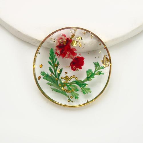 Brass Beads with Dried Flower & Resin Round plated DIY & gold foil mixed colors nickel lead & cadmium free Inner Approx 1mm Sold By PC