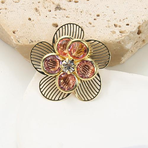 Goujon Laiton, fleur, Placage, bijoux de mode & avec strass, couleurs mélangées, protéger l'environnement, sans nickel, plomb et cadmium, 23.48x6.45x22.93mm, Vendu par paire