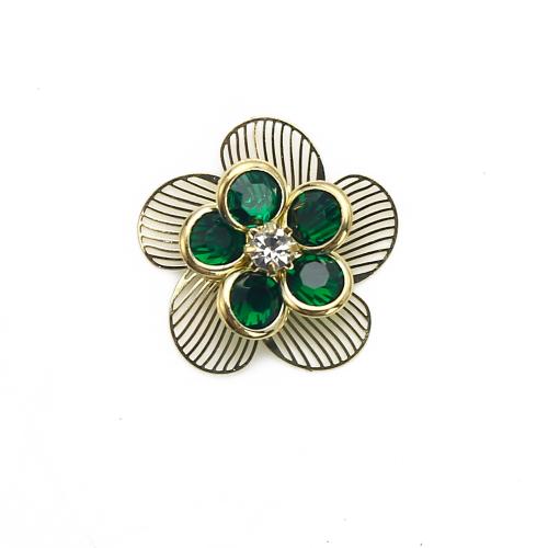 Goujon Laiton, fleur, Placage, bijoux de mode & avec strass, couleurs mélangées, protéger l'environnement, sans nickel, plomb et cadmium, 23.75x5.69x23.41mm, Vendu par paire