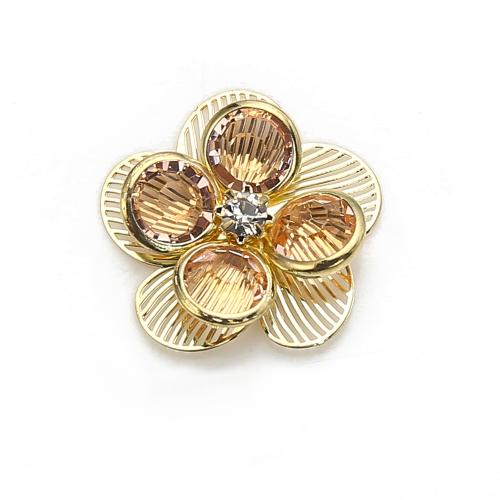 Goujon Laiton, fleur, Placage, bijoux de mode & avec strass, couleurs mélangées, protéger l'environnement, sans nickel, plomb et cadmium, 22.97x5.44x23.07mm, Vendu par paire