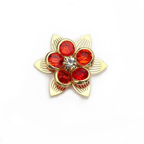 Goujon Laiton, fleur, Placage, bijoux de mode & avec strass, couleurs mélangées, protéger l'environnement, sans nickel, plomb et cadmium, 24.02x6.14x23.96mm, Vendu par paire
