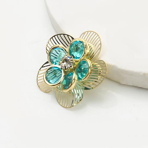 Goujon Laiton, fleur, Placage, bijoux de mode & avec strass, couleurs mélangées, protéger l'environnement, sans nickel, plomb et cadmium, 23.68x5.75x23.05mm, Vendu par paire