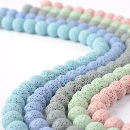 Natural Lava Beads Round DIY Sold By Strand