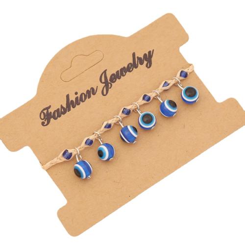 Seedbead braccialetto, with Paglia & vetro lavorato & lega in zinco, with 2inch extender chain, occhio cattivo, fatto a mano, stili diversi per la scelta & per la donna, Lunghezza Appross. 7 pollice, Venduto da PC